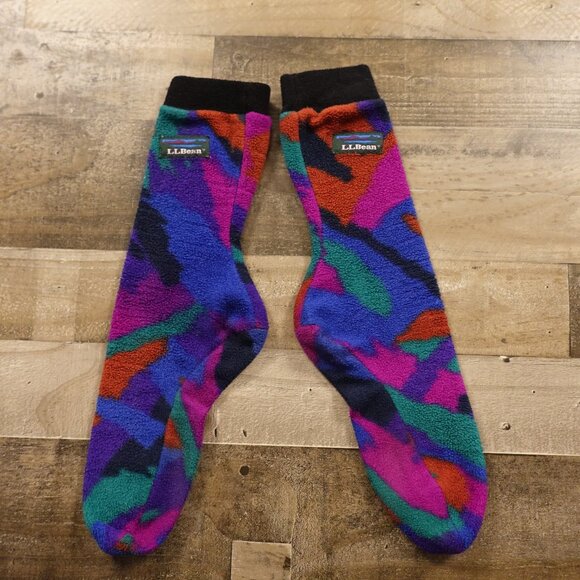 L.L. Bean Accessories - Vintage L.L. Bean Fleece Socks M Multicolor Geometric Pattern Cozy Warm Retro
